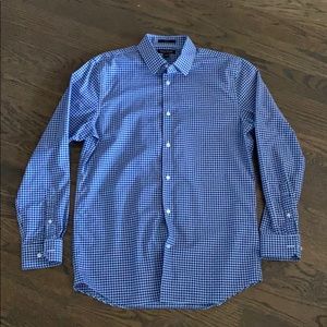 Banana Republic Slim Fit Blue Checker Dress Shirt